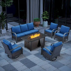 Outdoor Sofa Chair with Fire Pit Table Set