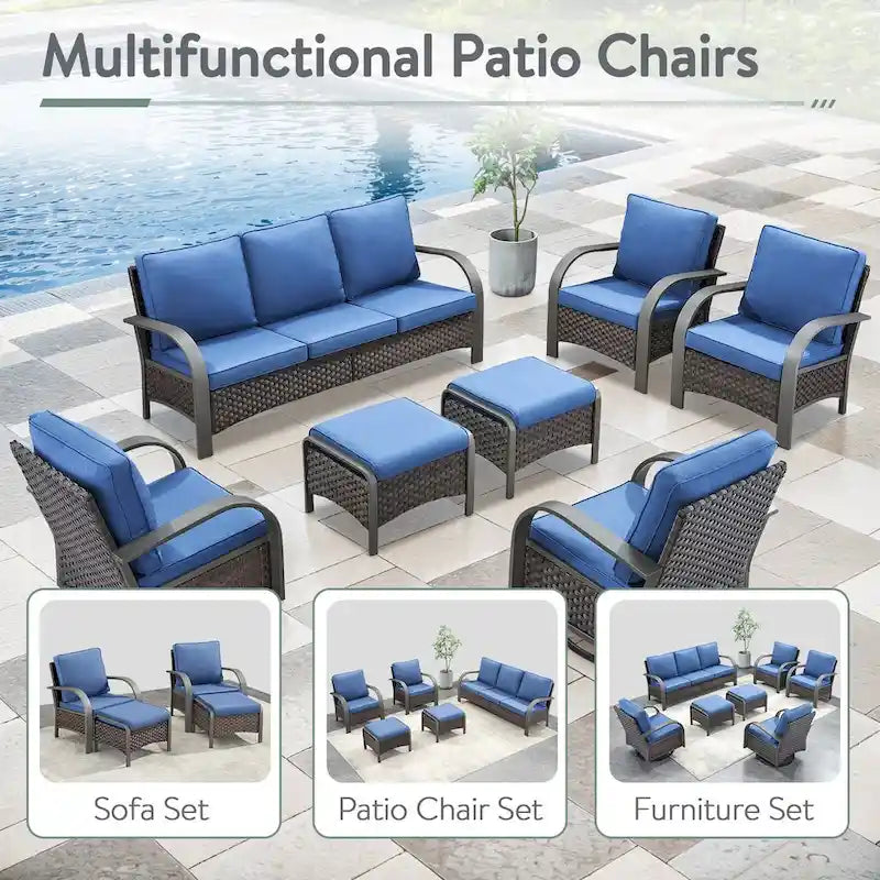 Outdoor Sofa Chair with Fire Pit Table Set