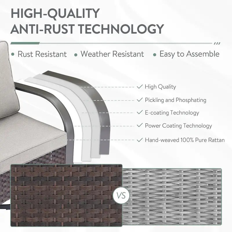 Outdoor Sofa Chair with Fire Pit Table Set