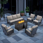 Outdoor Sofa Chair with Fire Pit Table Set