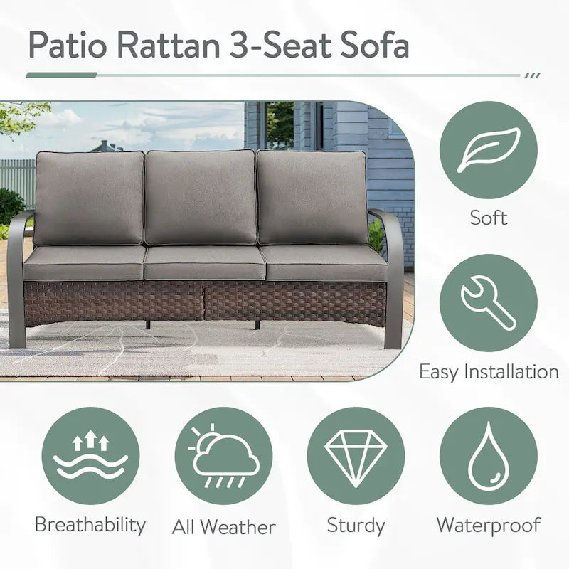 Outdoor Sofa Chair with Fire Pit Table Set