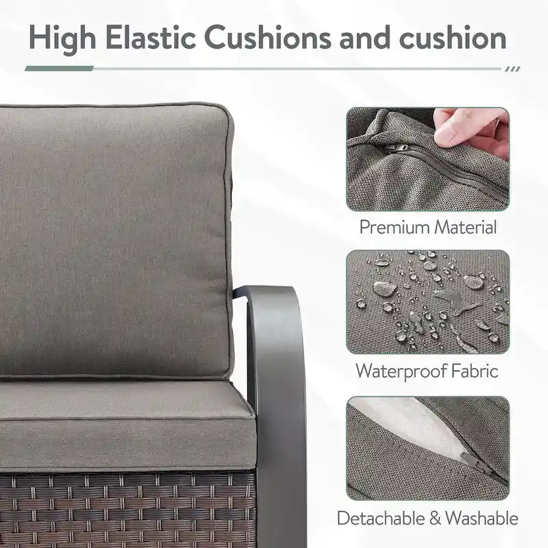 Outdoor Sofa Chair with Fire Pit Table Set