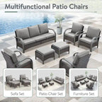 Outdoor Sofa Chair with Fire Pit Table Set