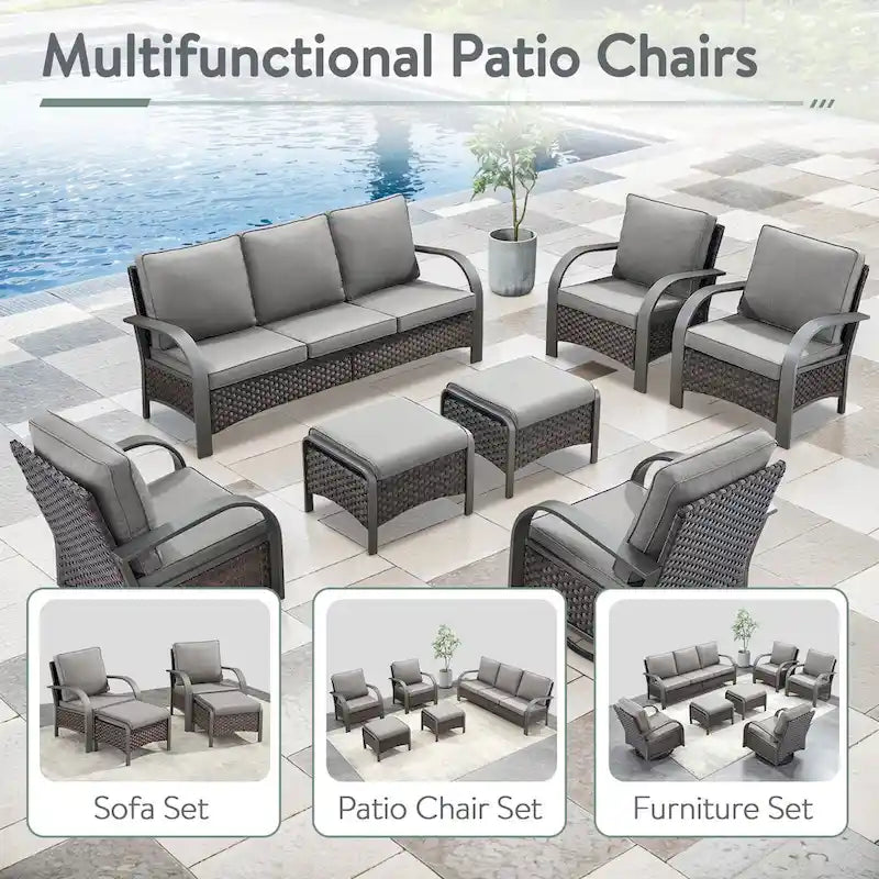 Outdoor Sofa Chair with Fire Pit Table Set