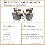 8-piece Wicker Patio Furniture Set with Swivel Chair and Patio Ottoman
