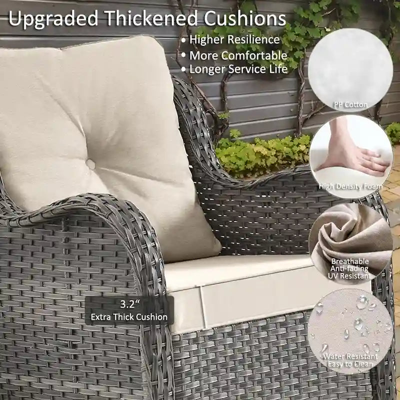 8-piece Wicker Patio Furniture Set with Swivel Chair and Patio Ottoman