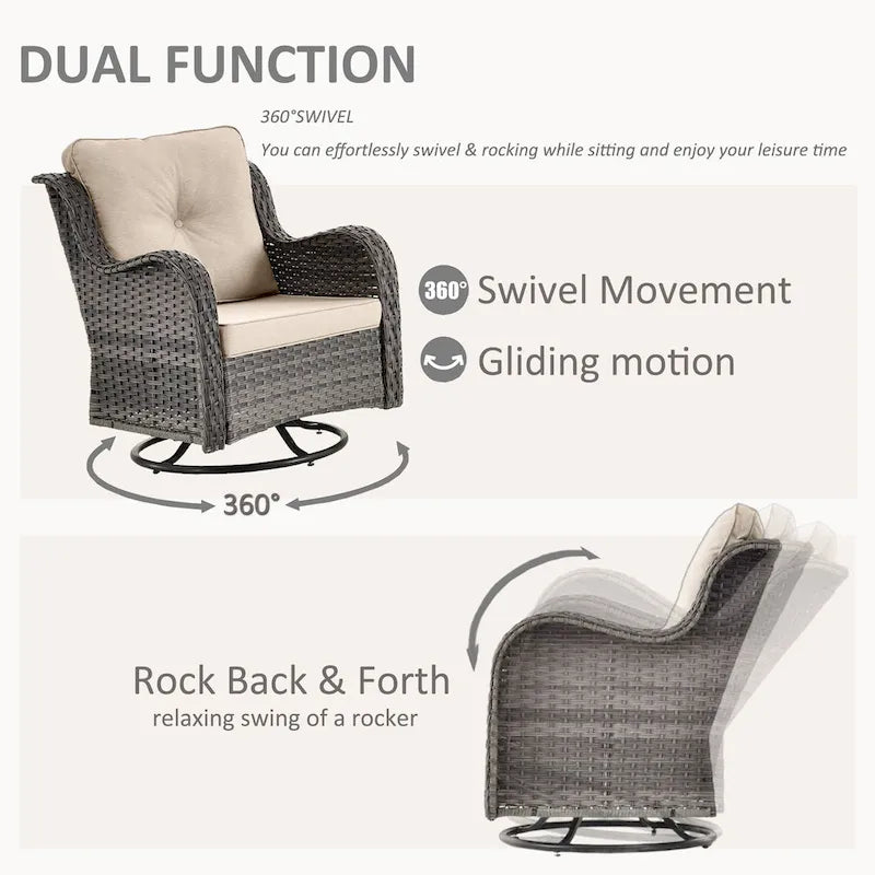 8-piece Wicker Patio Furniture Set with Swivel Chair and Patio Ottoman