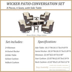 8-piece Wicker Patio Furniture Set with Swivel Chair and Patio Ottoman