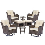 8-piece Wicker Patio Furniture Set with Swivel Chair and Patio Ottoman
