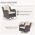 8-piece Wicker Patio Furniture Set with Swivel Chair and Patio Ottoman