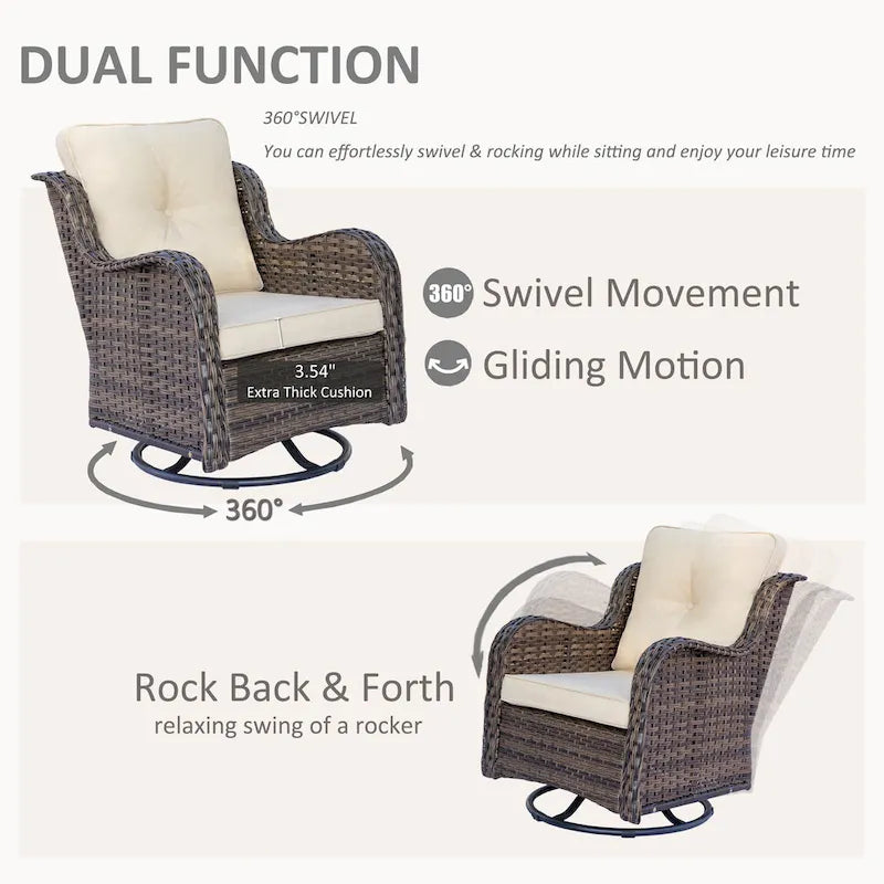 8-piece Wicker Patio Furniture Set with Swivel Chair and Patio Ottoman
