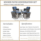 8-piece Wicker Patio Furniture Set with Swivel Chair and Patio Ottoman