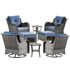 8-piece Wicker Patio Furniture Set with Swivel Chair and Patio Ottoman