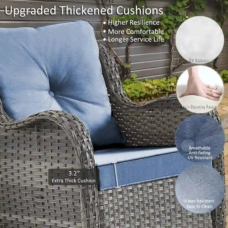 8-piece Wicker Patio Furniture Set with Swivel Chair and Patio Ottoman