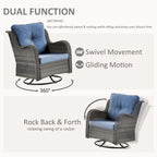 8-piece Wicker Patio Furniture Set with Swivel Chair and Patio Ottoman