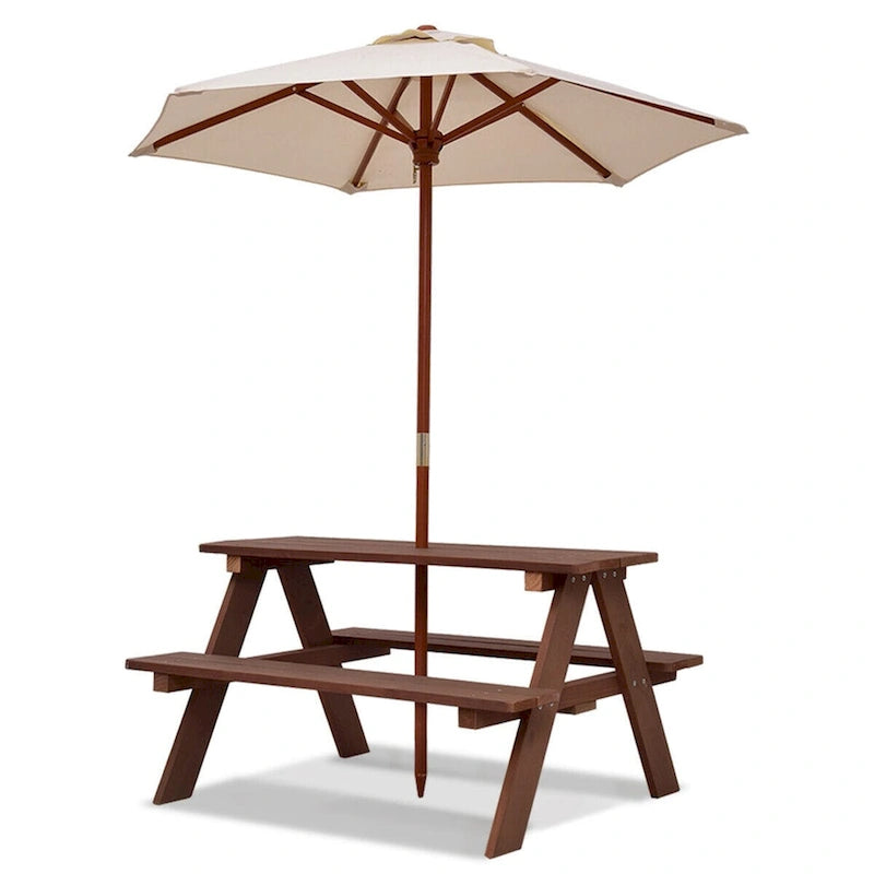 Gymax Children Outdoor 4 Seat Kids Picnic Table Bench with Folding