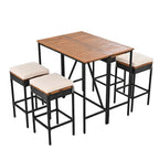 10-Piece Outdoor Patio Counter Height Foldable Dining Set with 8 Cushioned Stools, 2 Acacia Wood Foldable Table