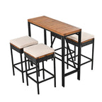 10-Piece Outdoor Patio Counter Height Foldable Dining Set with 8 Cushioned Stools, 2 Acacia Wood Foldable Table