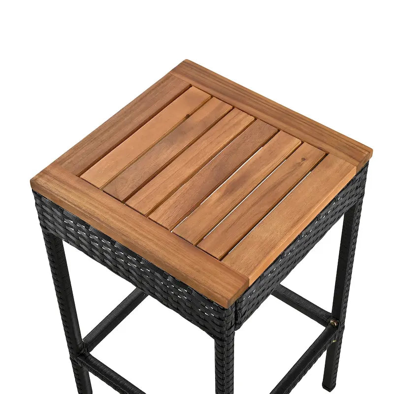 10-Piece Outdoor Patio Counter Height Foldable Dining Set with 8 Cushioned Stools, 2 Acacia Wood Foldable Table