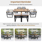 7-Piece Outdoor Patio Steel Dining Set with Umbrella Hole and 6 Cushioned Armchairs