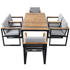 7-Piece Outdoor Patio Steel Dining Set with Umbrella Hole and 6 Cushioned Armchairs