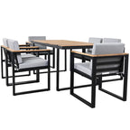 7-Piece Outdoor Patio Steel Dining Set with Umbrella Hole and 6 Cushioned Armchairs