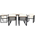 7-Piece Outdoor Patio Steel Dining Set with Umbrella Hole and 6 Cushioned Armchairs