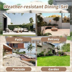 5-Piece Outdoor Patio Acacia Wood Round Dining Set with Umbrella Hole and 4 Cushioned Armchairs