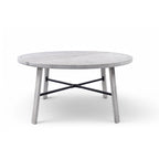 5-Piece Outdoor Patio Acacia Wood Round Dining Set with Umbrella Hole and 4 Cushioned Armchairs