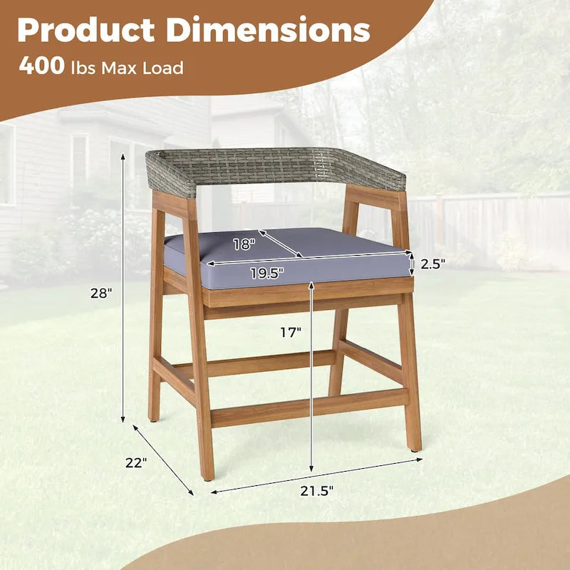 Costway Patio Chairs Set of 4 Outdoor Acacia Wood Dining Chairs with - See Details