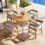 Costway Patio Chairs Set of 4 Outdoor Acacia Wood Dining Chairs with - See Details