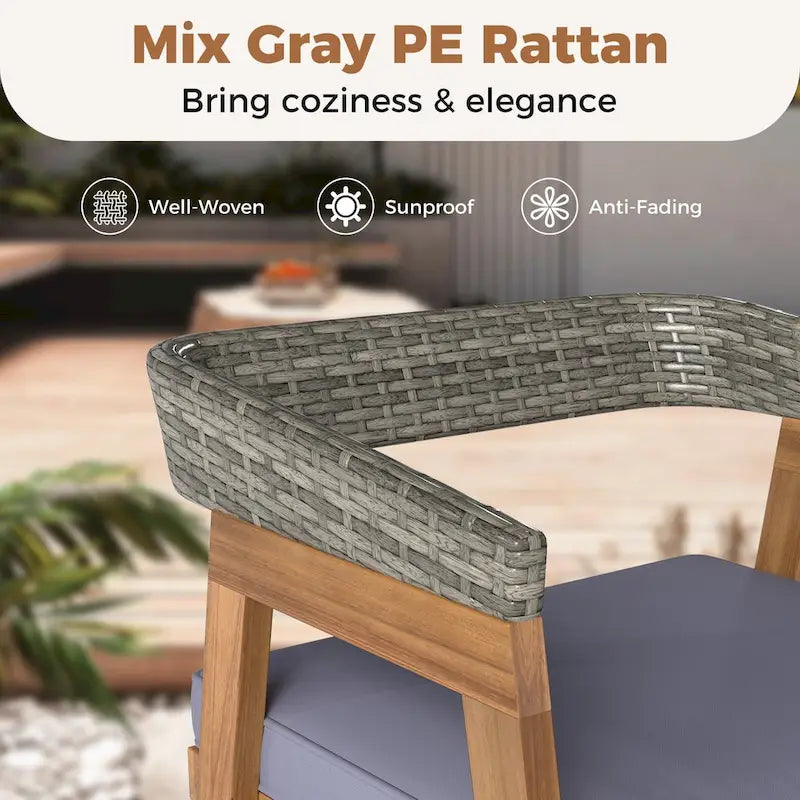 Costway Patio Chairs Set of 4 Outdoor Acacia Wood Dining Chairs with - See Details