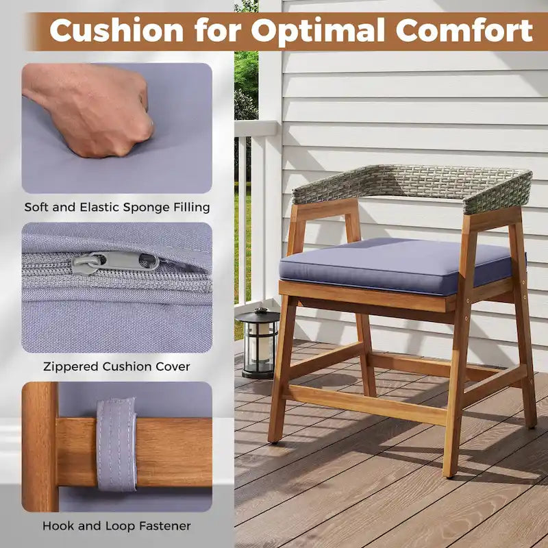 Costway Patio Chairs Set of 4 Outdoor Acacia Wood Dining Chairs with - See Details
