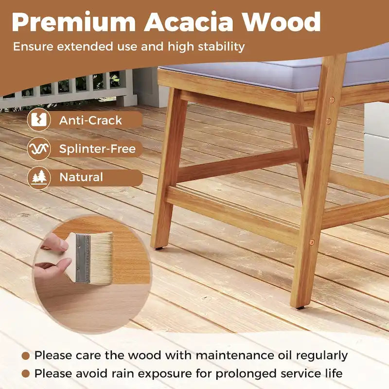 Costway Patio Chairs Set of 4 Outdoor Acacia Wood Dining Chairs with - See Details