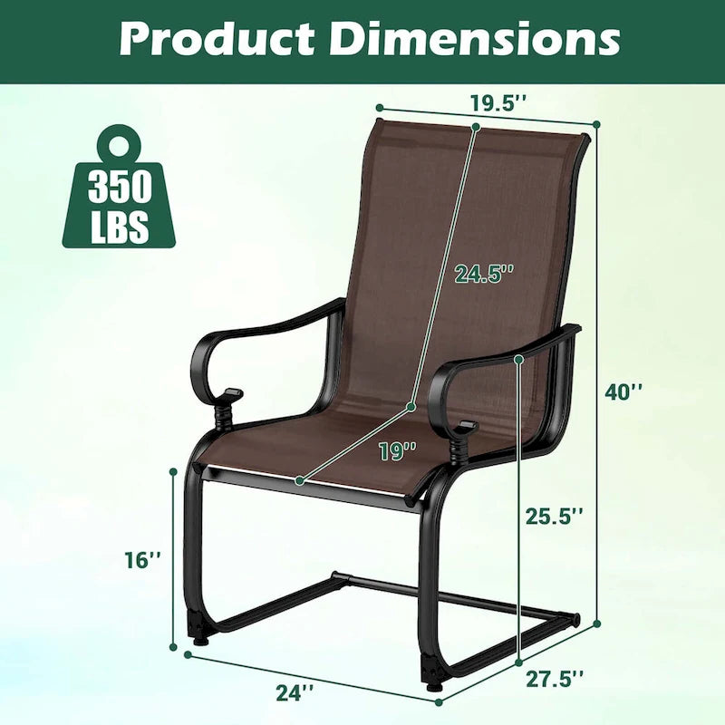 Costway Set of 2 Patio Chairs C-Spring Motion Chairs with Quick-drying - See Details