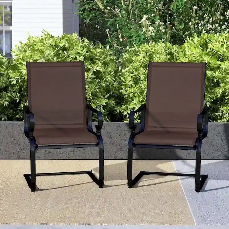 Costway Set of 2 Patio Chairs C-Spring Motion Chairs with Quick-drying - See Details