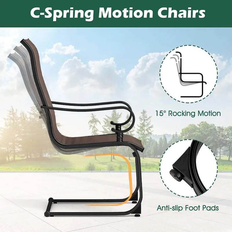 Costway Set of 2 Patio Chairs C-Spring Motion Chairs with Quick-drying - See Details