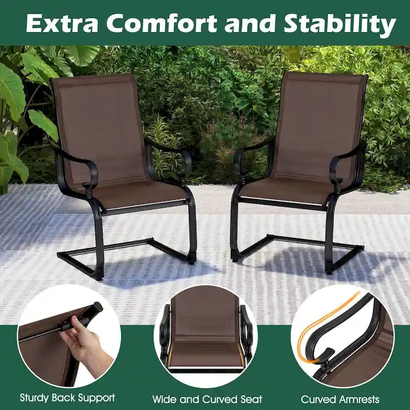 Costway Set of 2 Patio Chairs C-Spring Motion Chairs with Quick-drying - See Details
