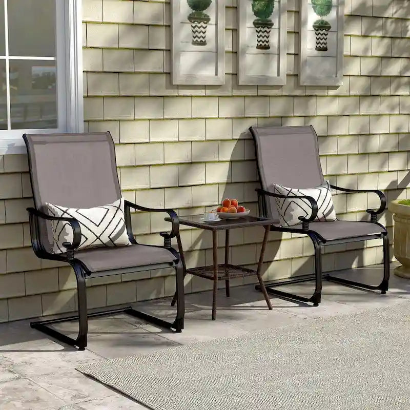 Costway Set of 2 Patio Chairs C-Spring Motion Chairs with Quick-drying - See Details