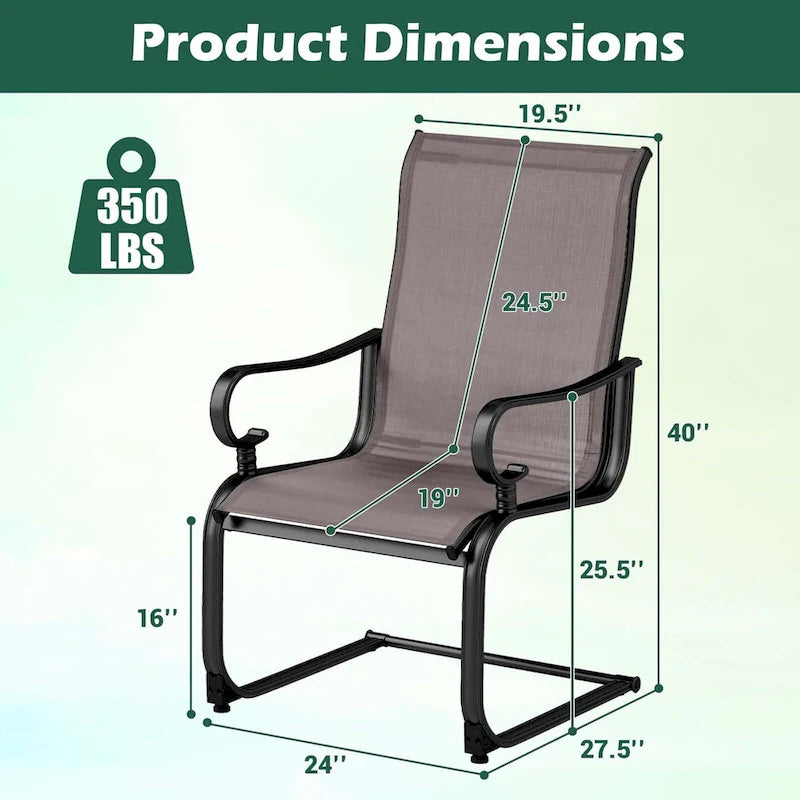 Costway Set of 2 Patio Chairs C-Spring Motion Chairs with Quick-drying - See Details