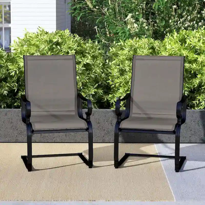 Costway Set of 2 Patio Chairs C-Spring Motion Chairs with Quick-drying - See Details