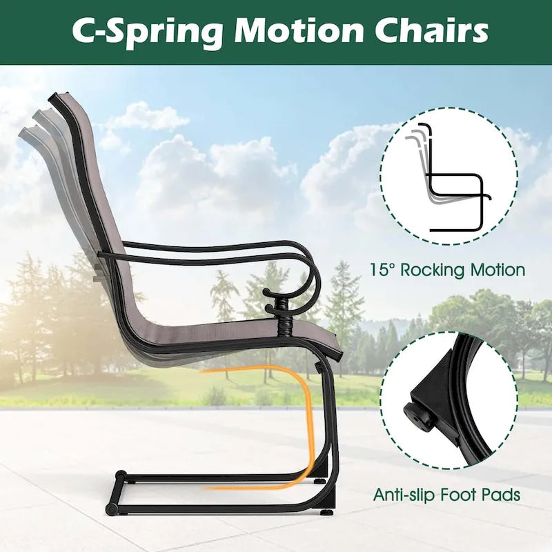 Costway Set of 2 Patio Chairs C-Spring Motion Chairs with Quick-drying - See Details