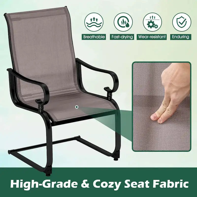 Costway Set of 2 Patio Chairs C-Spring Motion Chairs with Quick-drying - See Details