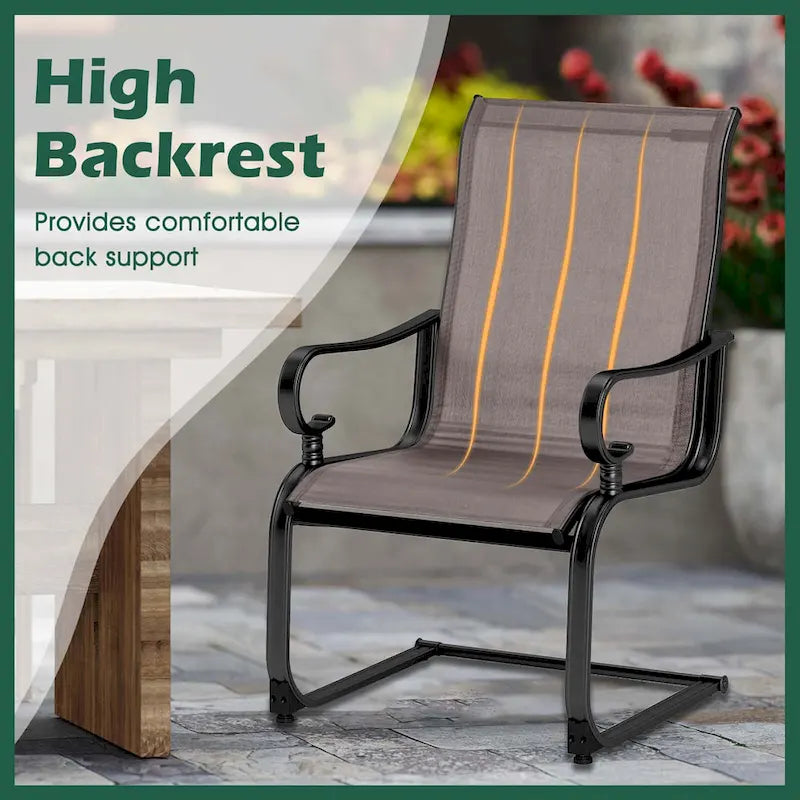 Costway Set of 2 Patio Chairs C-Spring Motion Chairs with Quick-drying - See Details