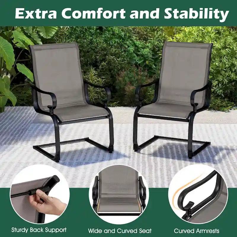Costway Set of 2 Patio Chairs C-Spring Motion Chairs with Quick-drying - See Details