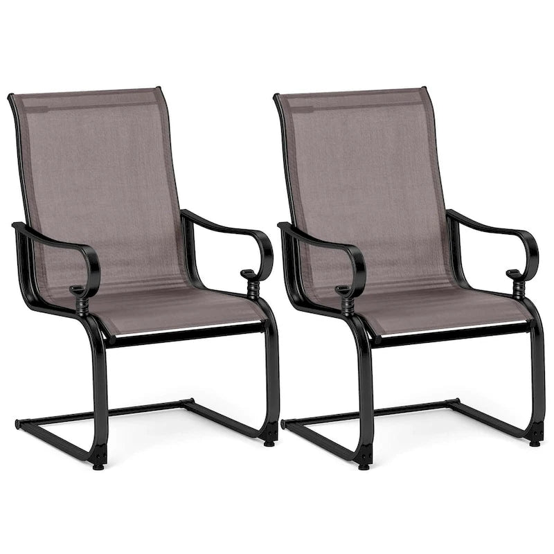Costway Set of 2 Patio Chairs C-Spring Motion Chairs with Quick-drying - See Details