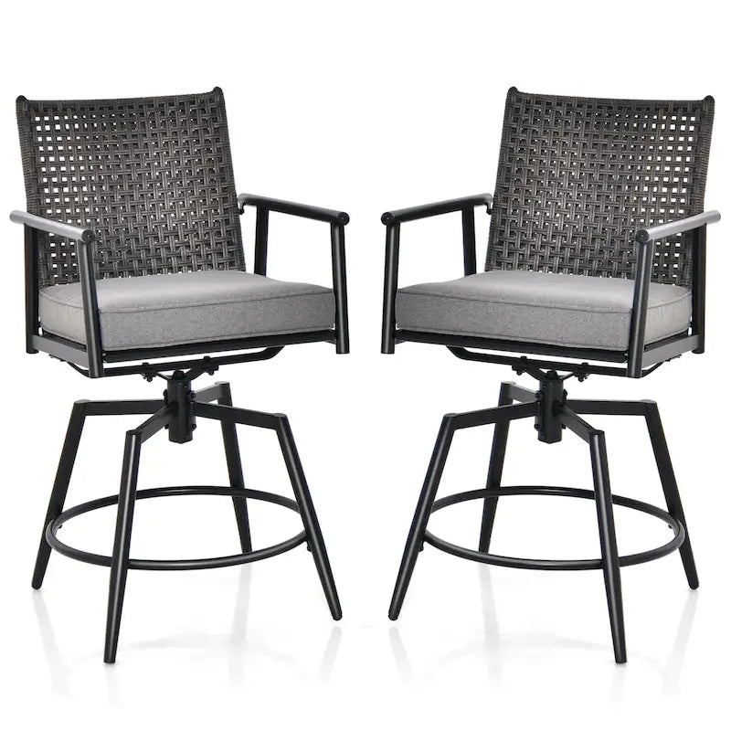 Costway 360 Swivel Bar Stool Set of 2 Counter Height Bar Chair with - See Details