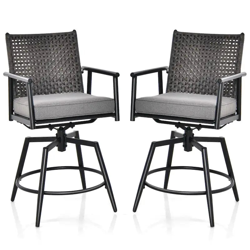 Costway 360 Swivel Bar Stool Set of 2 Counter Height Bar Chair with - See Details