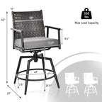 Costway 360 Swivel Bar Stool Set of 2 Counter Height Bar Chair with - See Details