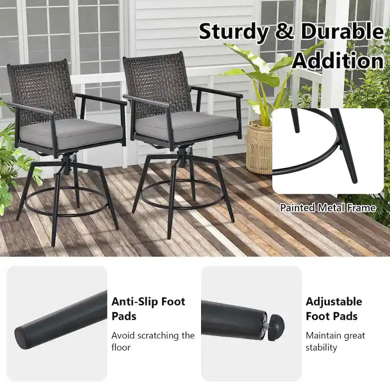 Costway 360 Swivel Bar Stool Set of 2 Counter Height Bar Chair with - See Details